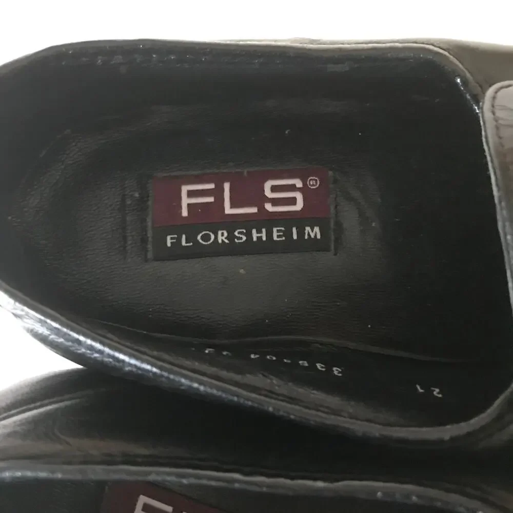 Florsheim FLS Black Leather Gold Buckle Slip On Horse Bit Loafer 11 D
